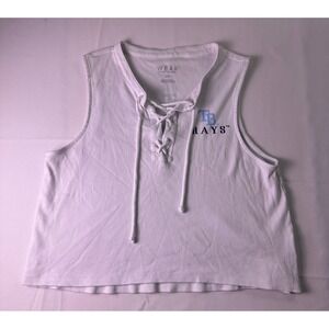 WEAR by Erin‎ Andrews Tampa Bay Rays White Lace Up Crop Tank Top Size L